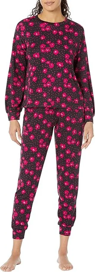 Sanctuary Long Sleeve Popover and Joggers PJ Set (Dotted Floral) Women's Pajama Sets
