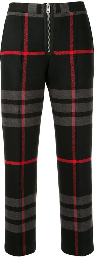 Cropped Plaid Print Trousers