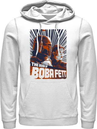 Men's Star Wars: The Book of Boba Fett Fennec and Boba Poster Pull Over Hoodie - White - Small