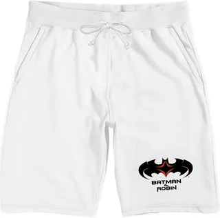 Batman & Robin 1997 Logo Men’s White Sleep Pajama Shorts-Small