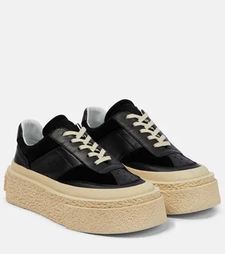 Leather and suede platform sneakers