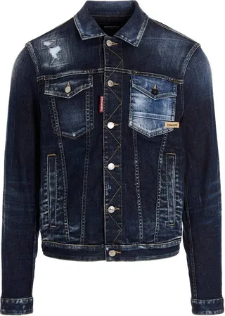 Dsquared2 Distressed Buttoned Denim Jacket