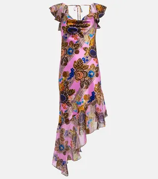 Floral silk chiffon midi dress