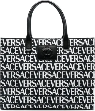 Black Logo Print Tote Bag