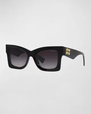 Logo Havana Acetate Butterfly Sunglasses