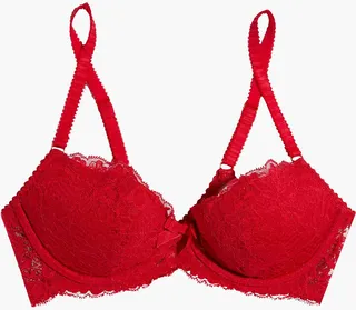 Rosele bow-embellished corded lace push-up bra