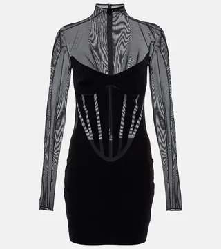 Mesh-paneled minidress