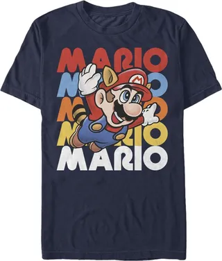 Men's Nintendo Flying Raccoon Mario T-Shirt - Navy Blue - Large