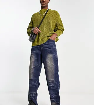 COLLUSION x014 baggy jeans with crease detail in Y2K wash