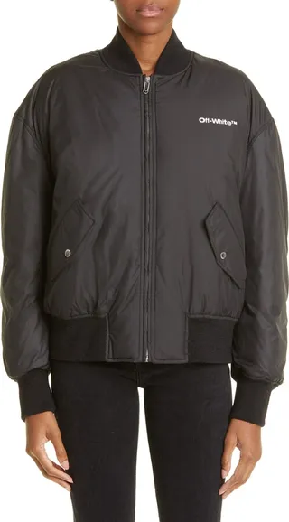 Peach NY Arrow Padded Bomber Jacket