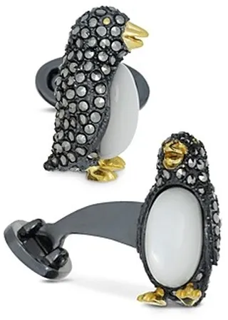 Jan Leslie Sterling Silver & Marcasite Penguin Cufflinks