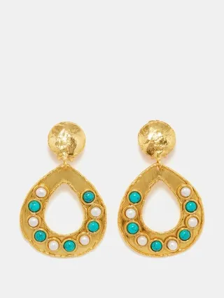 Thalita Pearl & Turquoise Gold-plated Earrings