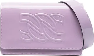 Embossed-Logo Leather Shoulder Bag