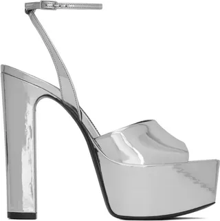 Saint Laurent Metallic Leather Jodie Platform Sandals 135
