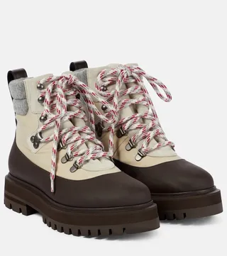Toula leather and canvas ankle boots