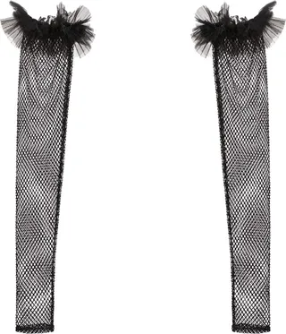 SAVANNA - Tulle Crystal Mesh Gloves - Black
