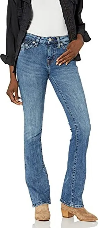 True Religion Women's Becca Mid Rise Bootcut Flap Jean