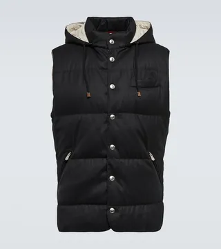 Virgin wool quilted down vest