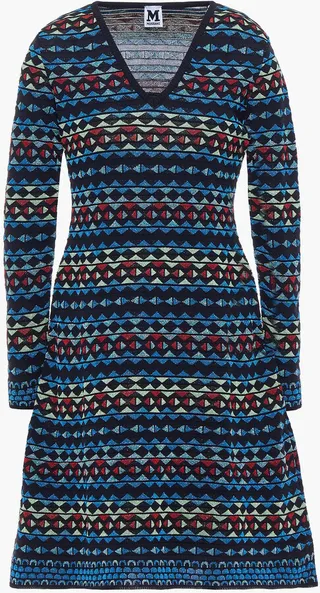 Metallic crochet-knit mini dress