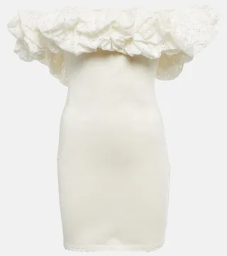 Off-shoulder ruffle-trimmed minidress