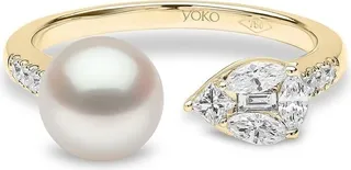 18kt yellow gold Starlight pearl and diamond ring