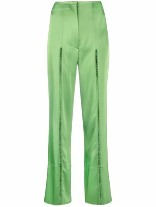 Ladder-Stitch Straight-Leg Trousers