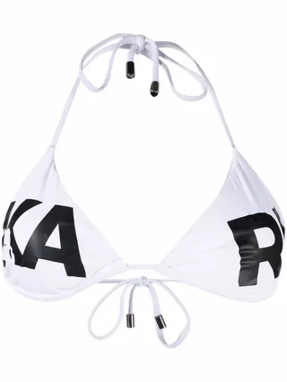 Logo Print Triangle Bikini Top