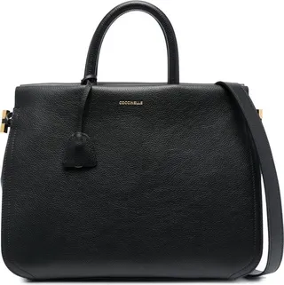 Leather Logo-Print Tote Bag