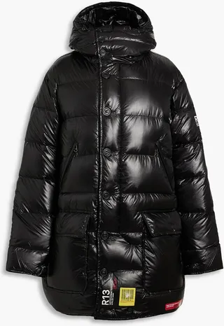 Quilted shell hooded parka