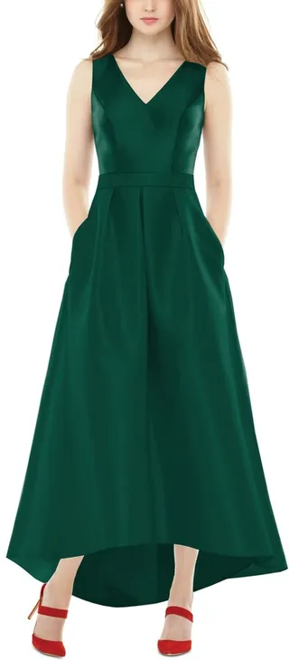 Alfred Sung High-Low Satin Gown