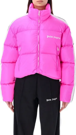 Palm Angels Logo Printd Cropped Track Down Jacket