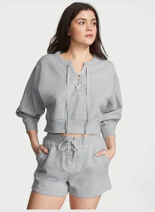 Cotton Fleece Lace-Up Shorts