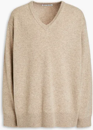 Oversized mélange wool and cashmere-blend sweater