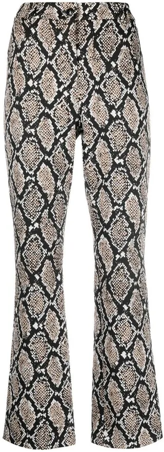 Snake-Print Straight-Leg Trousers
