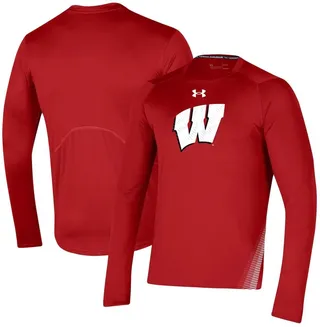 Men's Under Armour Red Wisconsin Badgers 2021 Sideline Training Performance Long Sleeve T-shirt