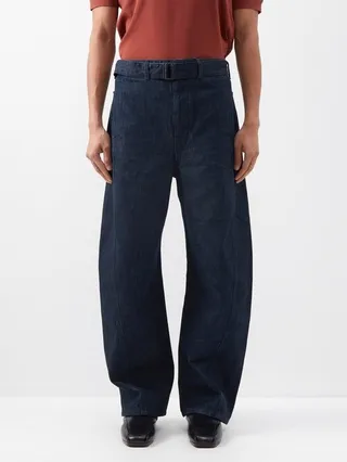 Belted Curved-leg Jeans
