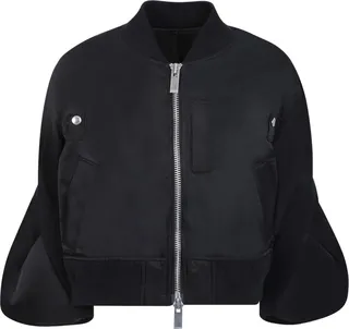 Wide Sleeves Black Bomber Jacket