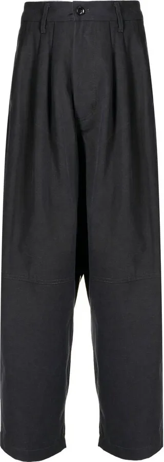 High-Waist Wide-Leg Cotton Trousers