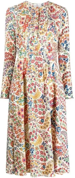 All-Over Floral-Print Midi Dress