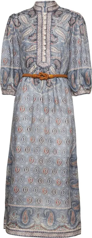 Vitali Zip printed linen midi dress