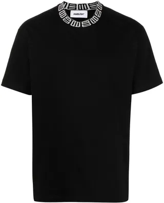 monogram ribbed-collar T-shirt