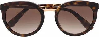 Tortoiseshell Round-Frame Sunglasses