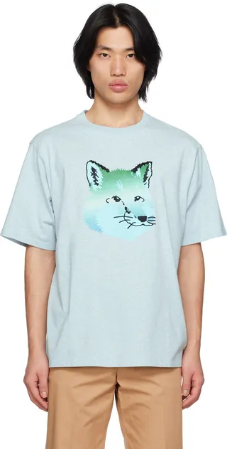 Maison Kitsuné Blue Vibrant Fox T-Shirt