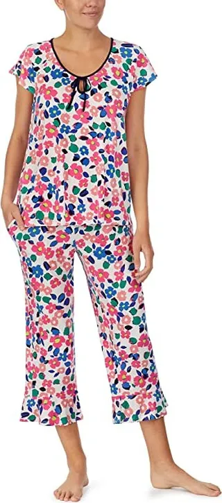 Kate Spade New York Fashion Short Sleeve Cropped PJ Set (Botanical Garden) Women's Pajama Sets