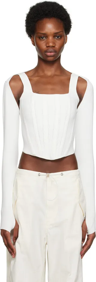 Dion Lee White Pointelle Corset & Cardigan