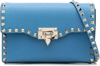 Blue Small Rockstud Shoulder Bag