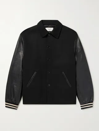 Embellished Appliquéd Mohair-Blend and Leather Bomber Jacket