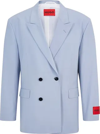 Double-Breasted Oversize-Fit Jacket In A Tropical Wool Blend