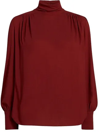Crepe Turtleneck Blouse