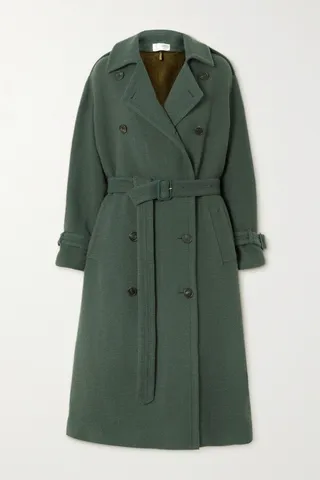The Row - Beyza Belted Brushed Wool-blend Coat - Green